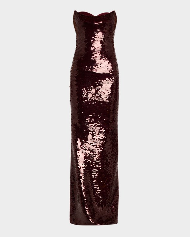 Sequined Strapless Column Gown